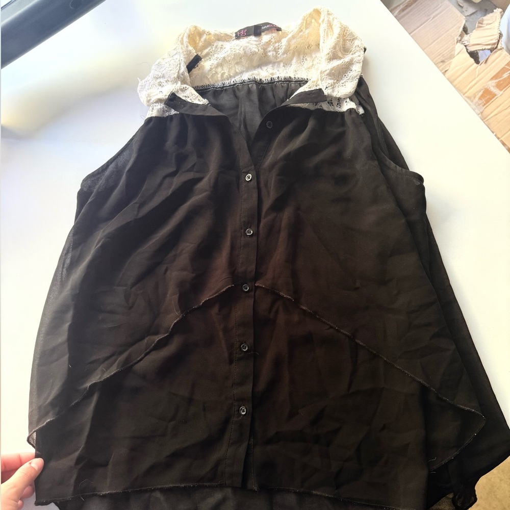 HeartSoul Black and Cream Lace Blouse